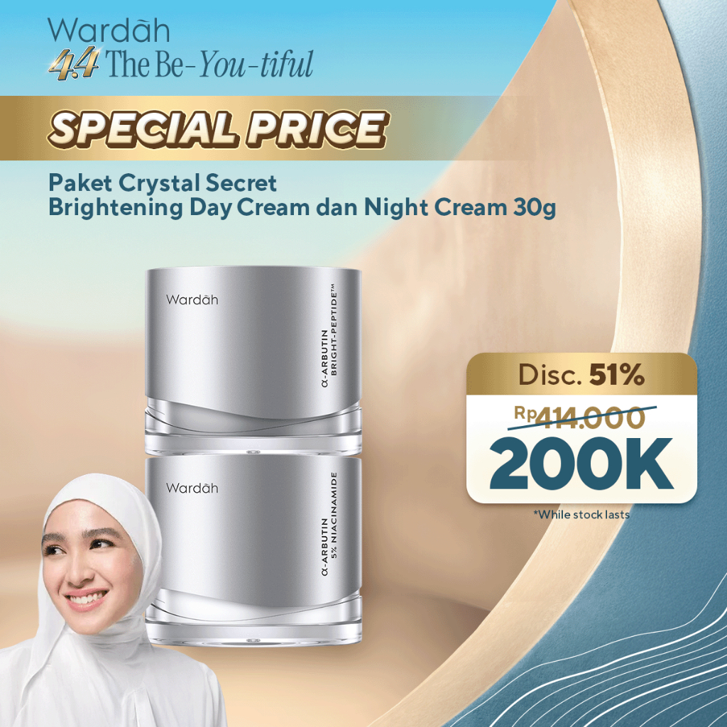 WARDAH Paket Crystal Secret - Brightening Day Moisturizer dan Night Moisturizer 30g - Mencerahkan, M