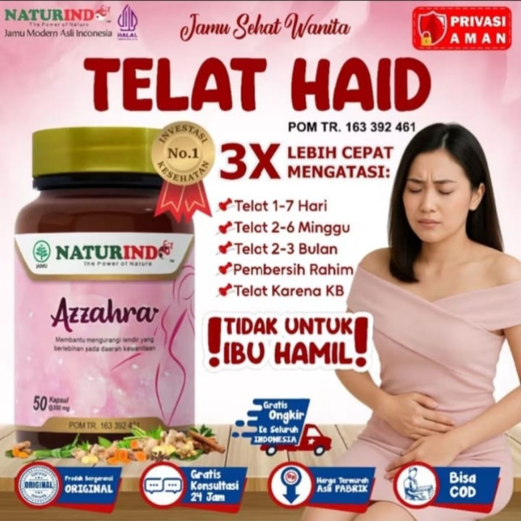 Obat Telat Haid Datang Bulan Pelancar Menstruasi Efek KB Hormonal Nyeri Haid Azzahra Naturindo