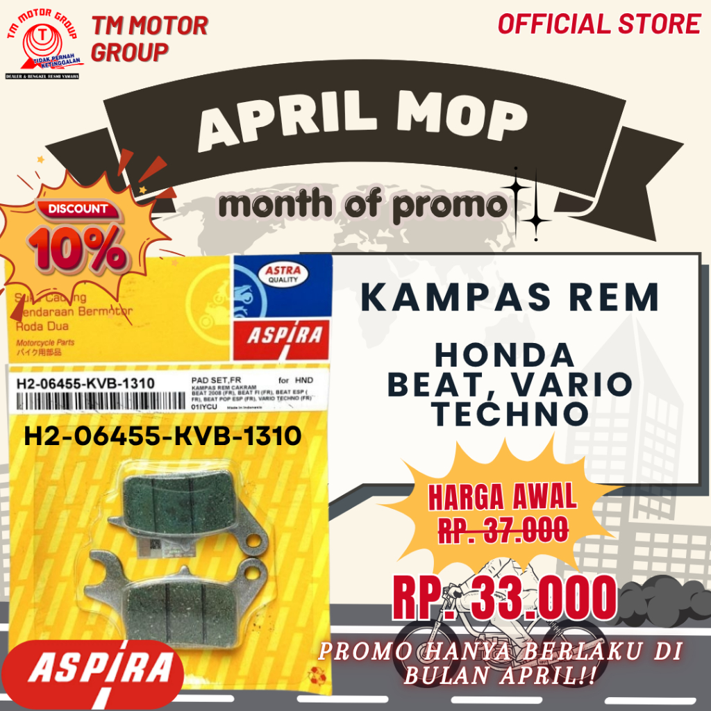KAMPAS REM CAKRAM HONDA BEAT , VARIO TECHNO ORIGINAL ASPIRA