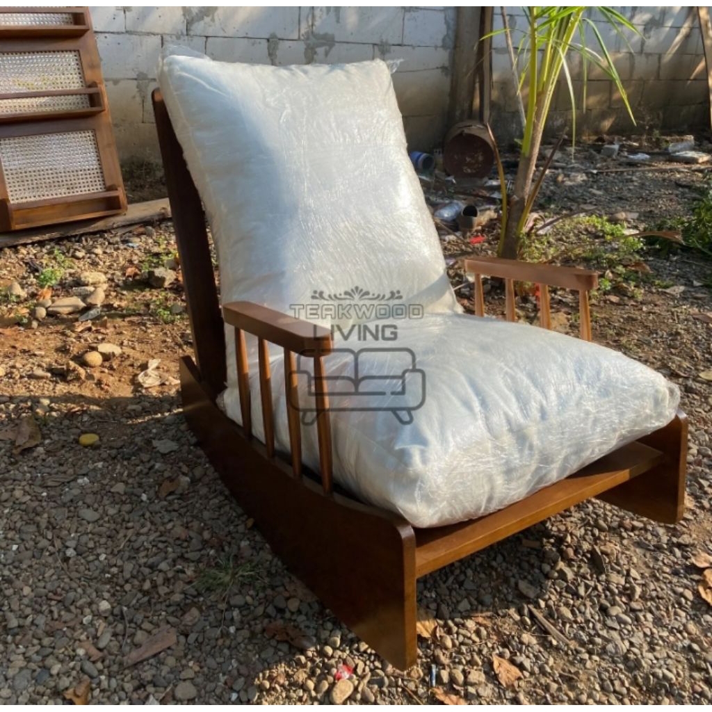 Lazy Chair Kursi Goyang Kayu Jati Kursi Malas Kursi Santai Sofa Single