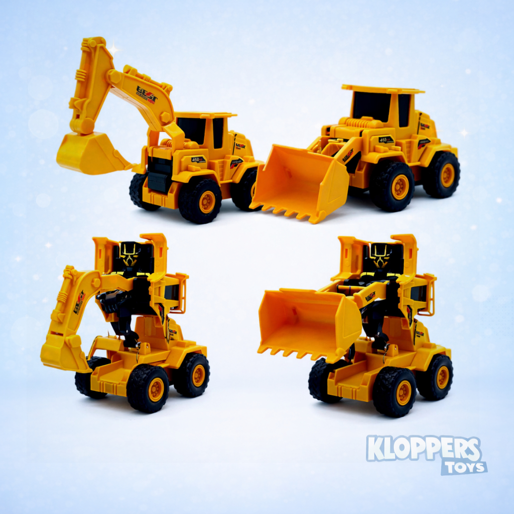 Mainan Excavator Anak 2in1 - Alat Berat Konstruksi - Bisa Transform Robot - Ban Karet