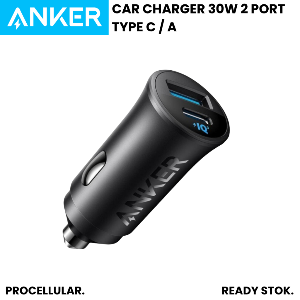 Anker Car Charger Mobil 30W 2 Port USB TYPE C A2741