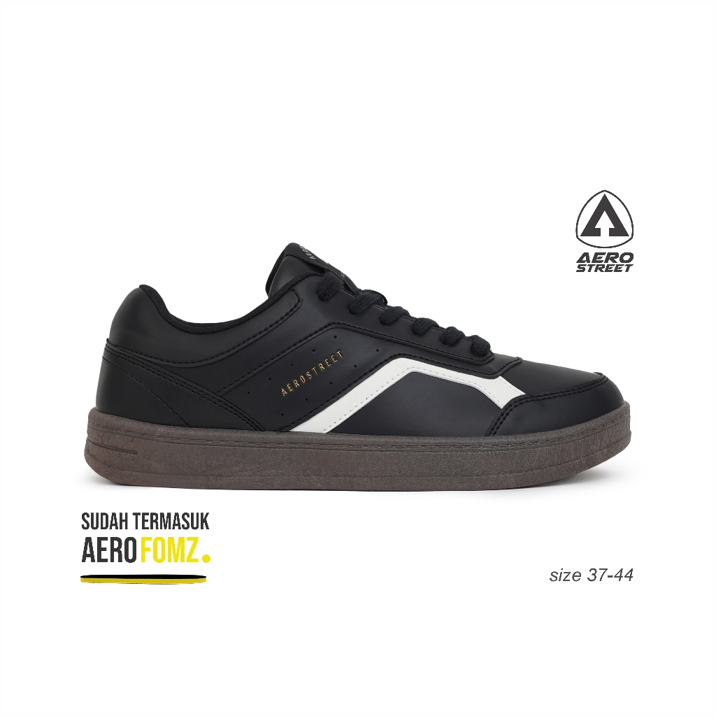 Aerostreet Diego Sneakers Unisex Coklat Tua Hitam Hitam Sepatu Pria Wanita Casual Sporty Ringan Empu