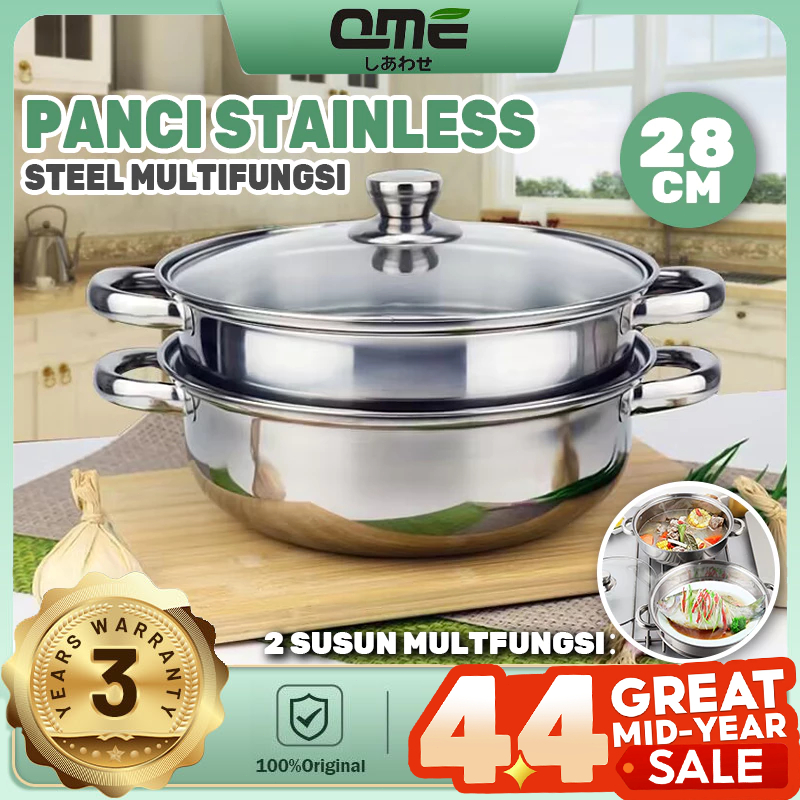 QME PANCI STEAMER KUKUS STAINLESS 2 TINGKAT / PANCI STEAMER / PANCI STEAMER KUKUS STAINLESS STEEL
