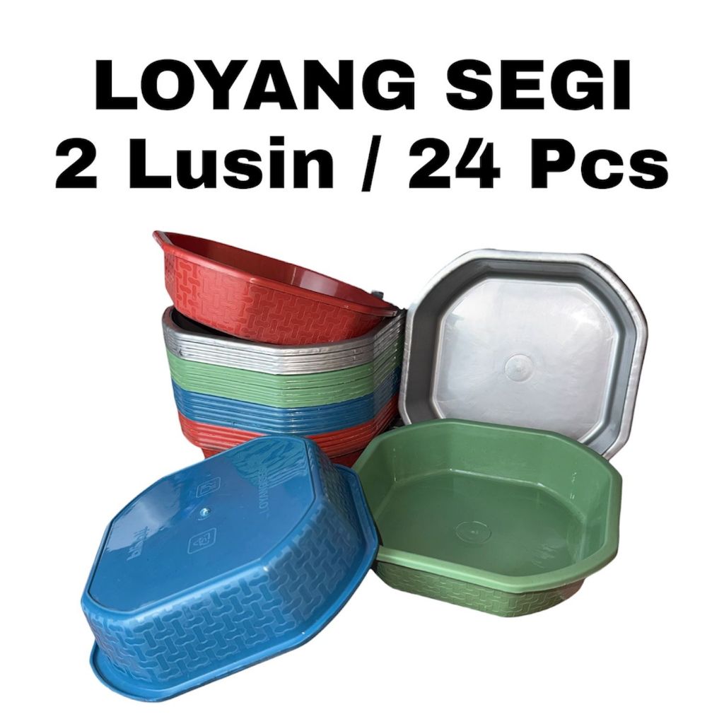 2 Lusin / 24 Pcs Loyang Segi Loyang Bali Plastik Loyang Segi Loyang Sesajen Murah Plastik Tebal Serb