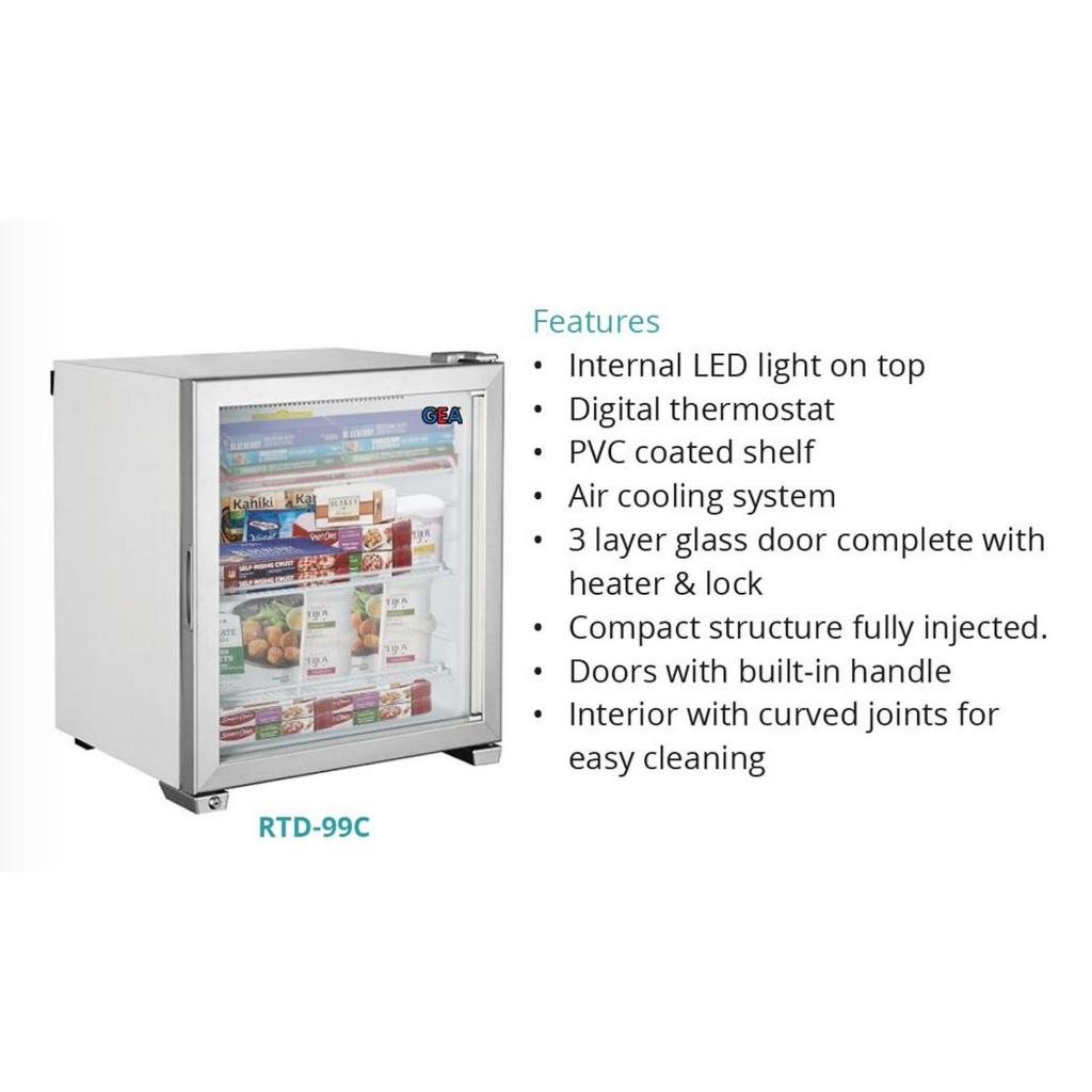 cooler gea rtd99c rtd/ rtd 99c mini upright glass door freezer
