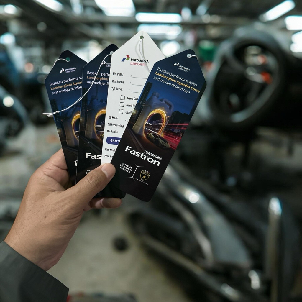 kertas gantungan oli catat kilo meter