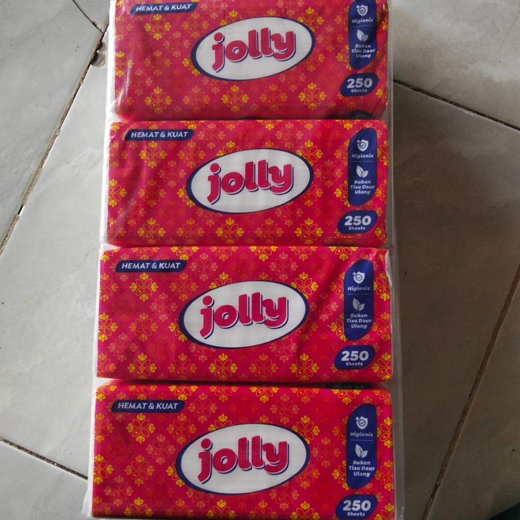 Tissu Jolly 4 pak, 250 Sheet Hemat dan Kuat Kemasan Baru, Paseo, Nice dll