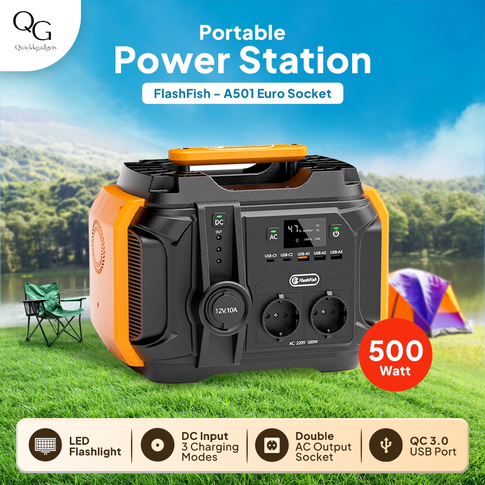 Power Station Portable Flashfish A501 500W Solar Cell Tenaga Surya