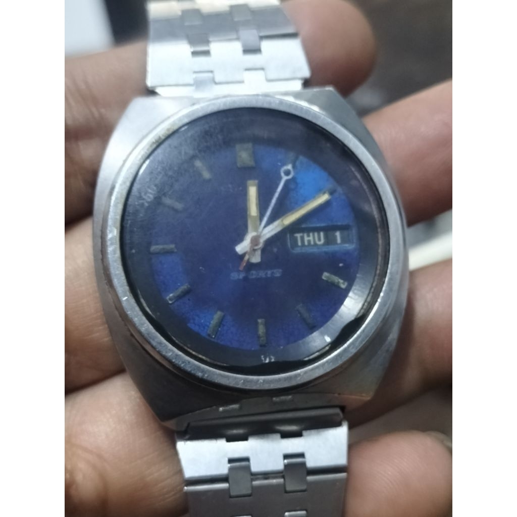 Jam Tangan Vintage Seiko 5 Sports 6119-6023 Blue Dial Automatic Original Japan
