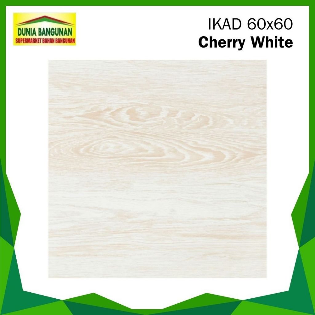 Keramik 60x60 IKAD Cherry White Keramik Lantai Dinding Glossy Motif Kayu Keramik Licin