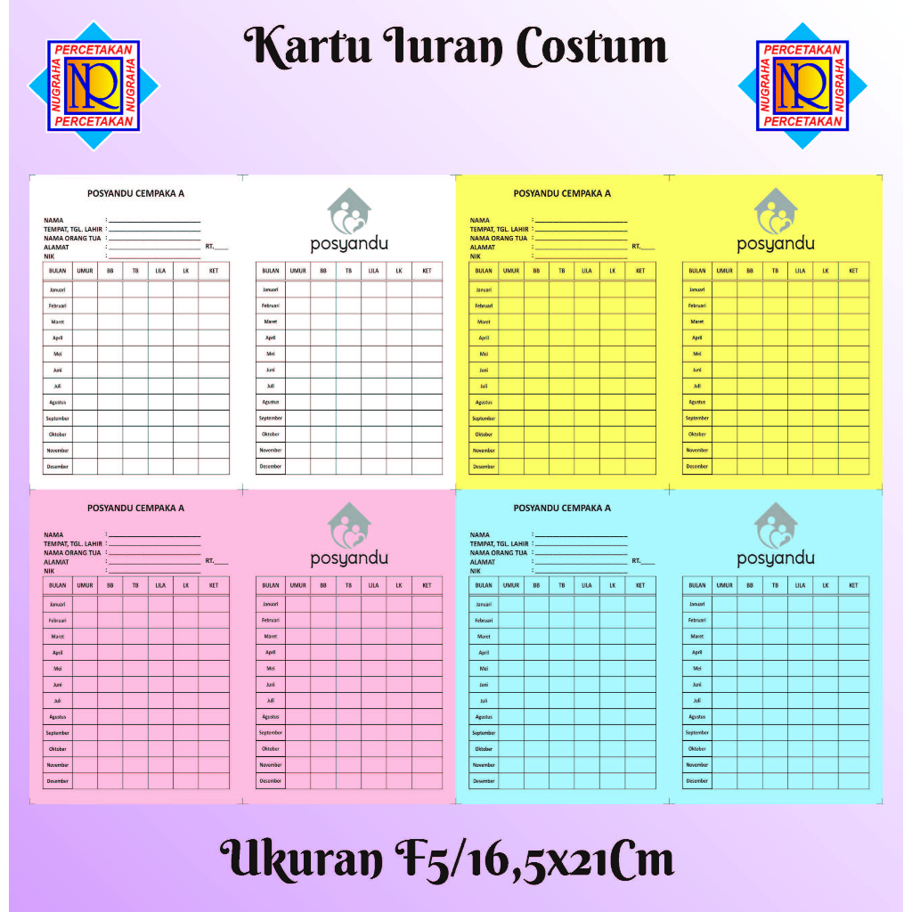 Kartu Iuran Costum F5 2 Sisi