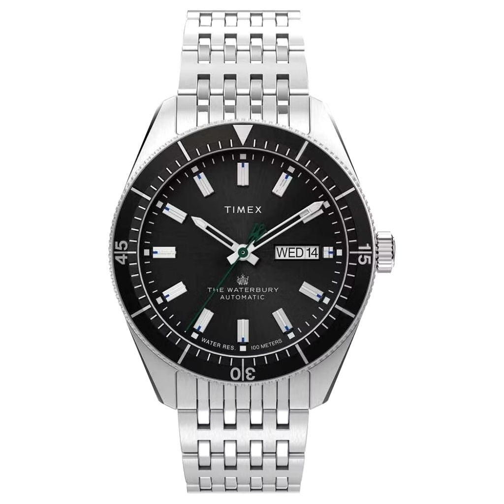 Original 100% Jam Tangan Pria Timex TW2V24900 The Waterbury Dive Automatic Stainless Steel Strap Gar