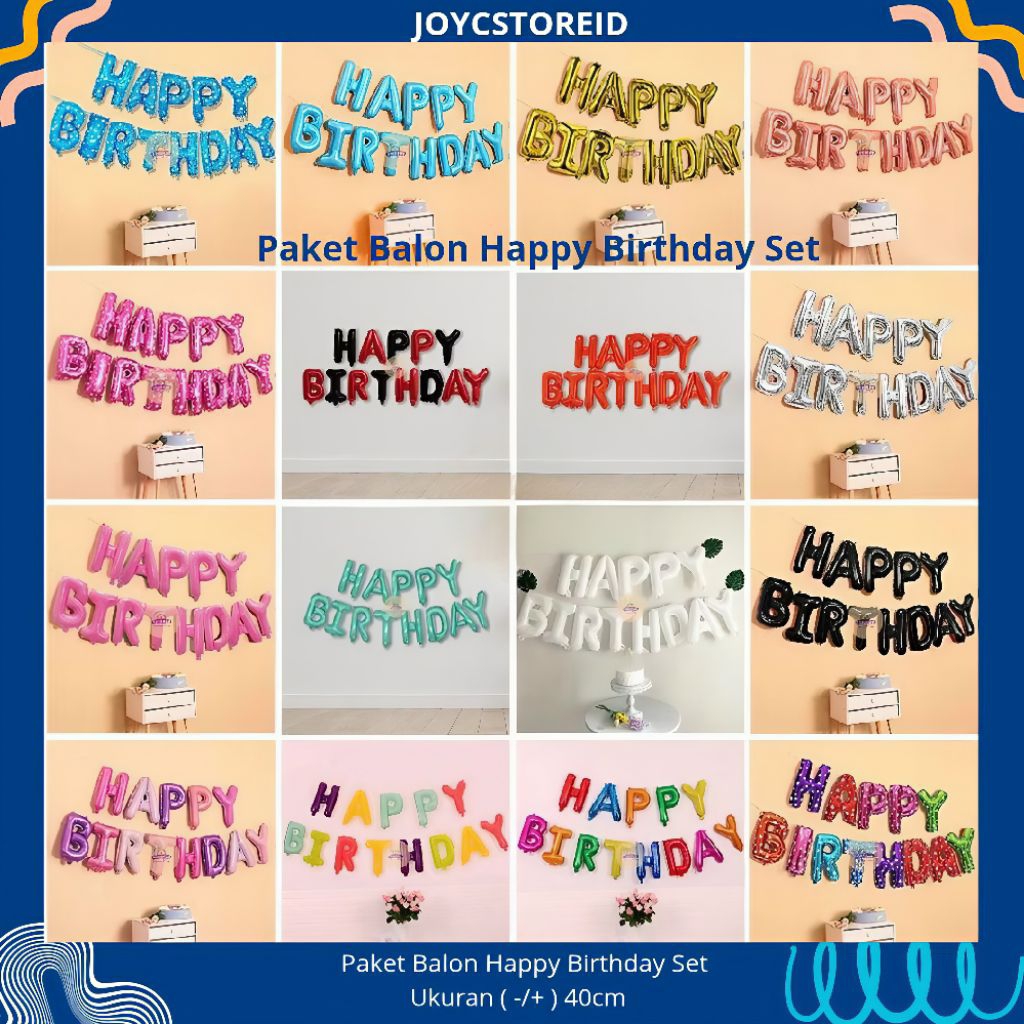 Balon Happy Birthday Set | Balon Tulisan Happy Birthday