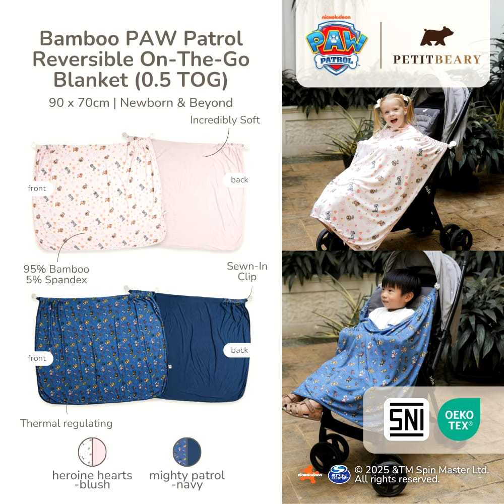 Giggles - PAW Patrol X Petit Beary 0.5 TOG Bamboo On The Go Blanket | Selimut Penutup Menyusui Strol