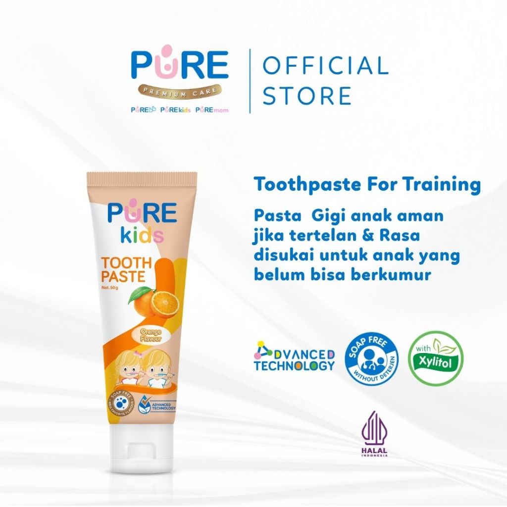 PUREKIDS Toothpaste For Training 50gr Xylitol baby friendly with a mild flavor