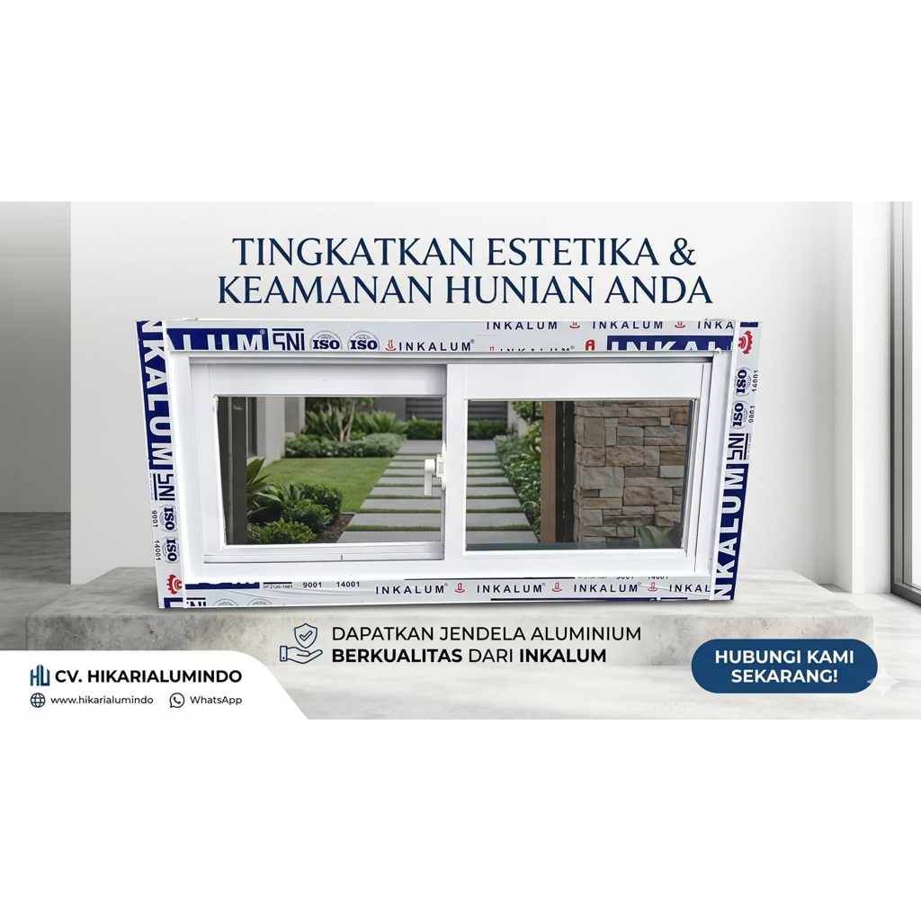 JENDELA ALUMINIUM KACA SLEDING UKURAN 40cm x 150cm,50cmx 200cm..50CM X 100CM,100CMX100CM