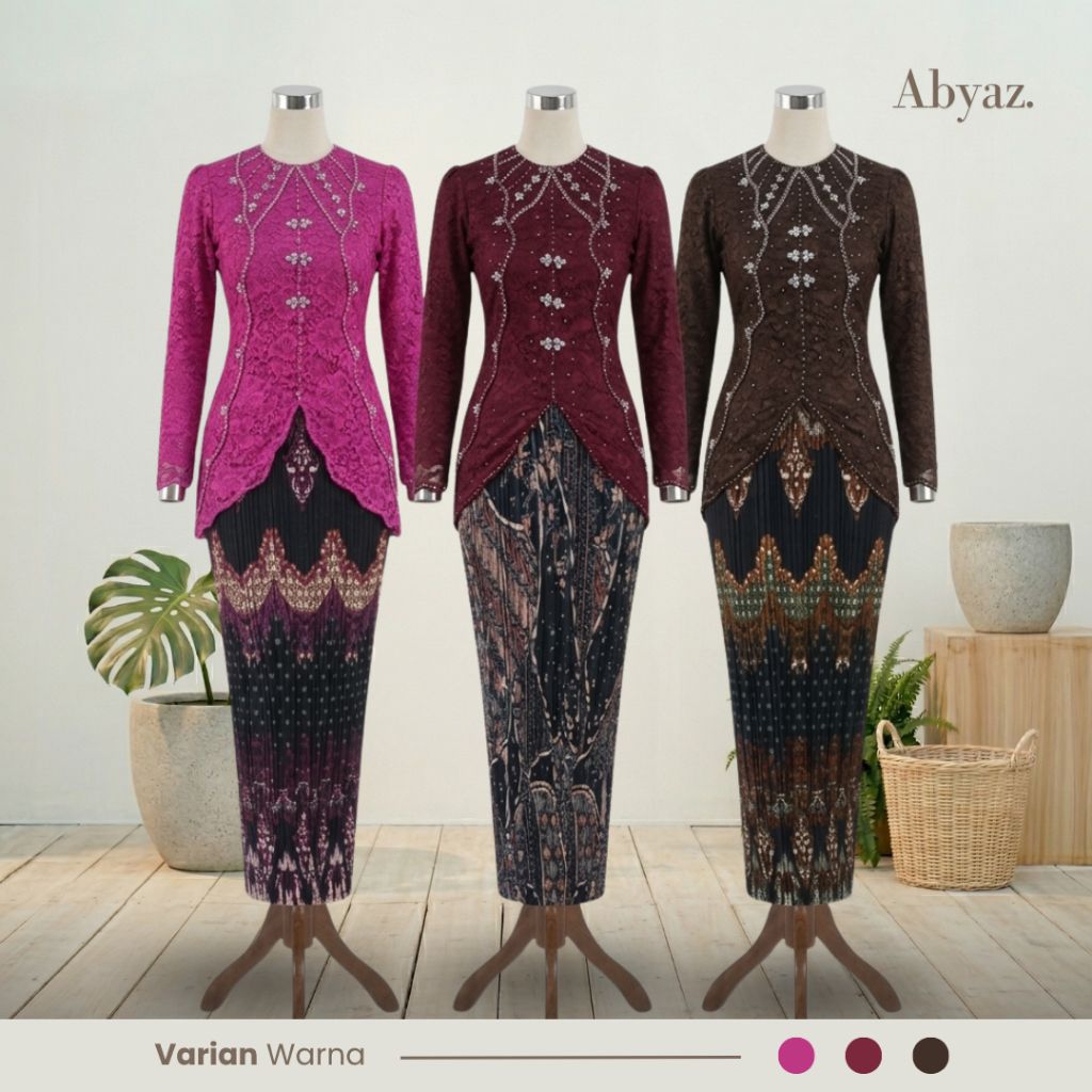 Kebaya Alya Free Hijab Payet Tangan Kebaya Modern Wanita Set Rok Batik Kondangan Wisuda Lamaran