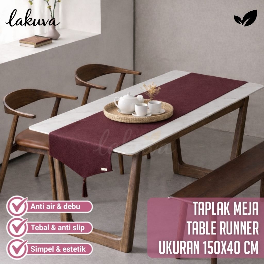 Lakuva - TAPLAK MEJA ESTETIK 150X40 CM - TAPLAK POLOS - TAPLAK PREMIUM - TAPLAK MEJA TAMU