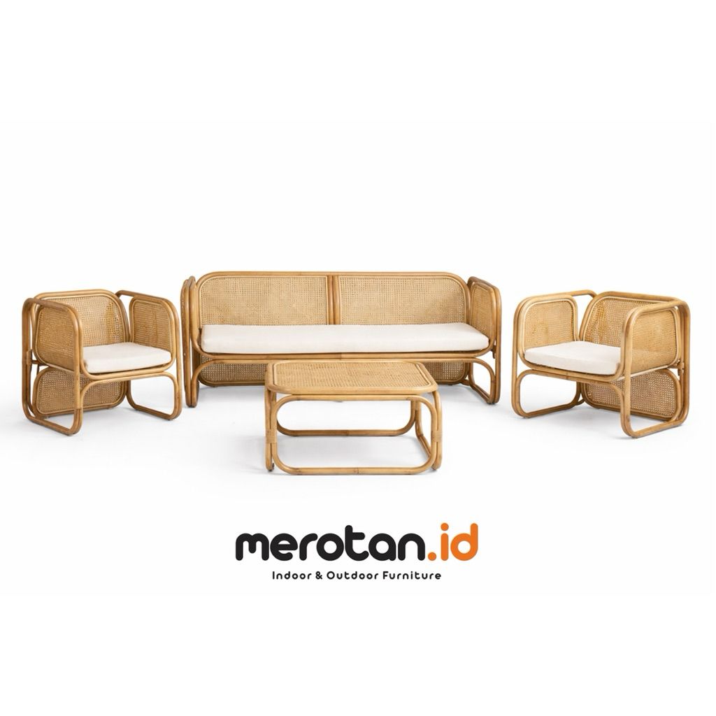 MEROTAN ID - Set Kursi Tamu Rotan Alam / Sofa Tamu Rotan / Meja Tamu Rotan