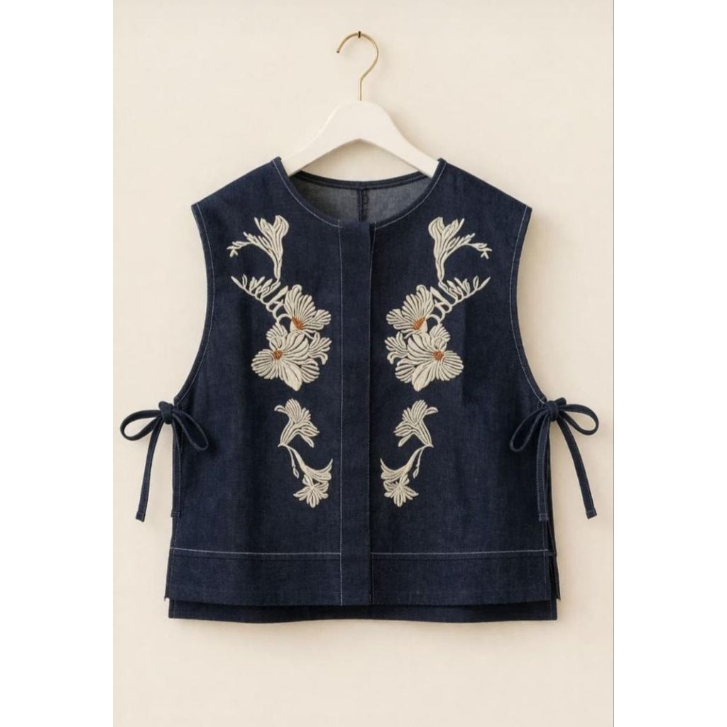 vest denim dada bordir