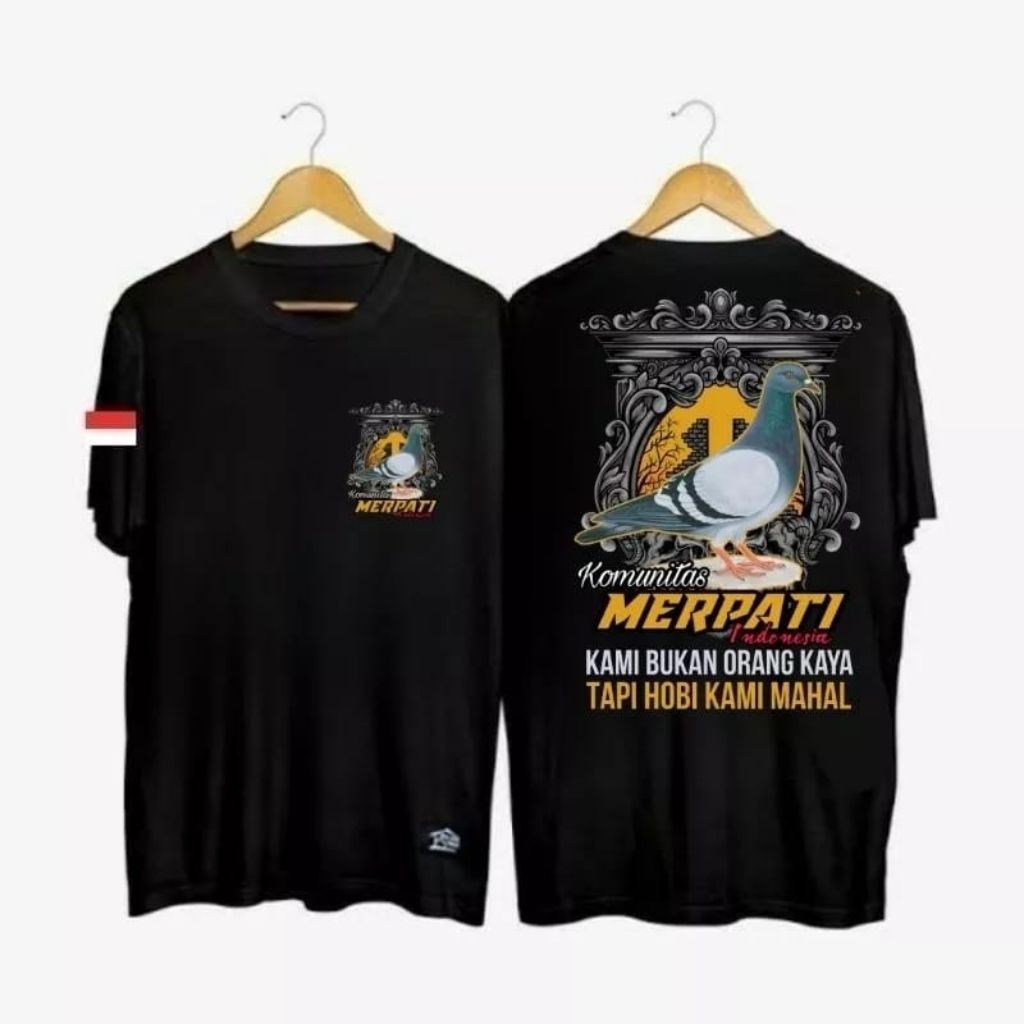 KAOS LENGAN PENDEK, MERPATI, WARNA GAMBAR KUNING BIRU