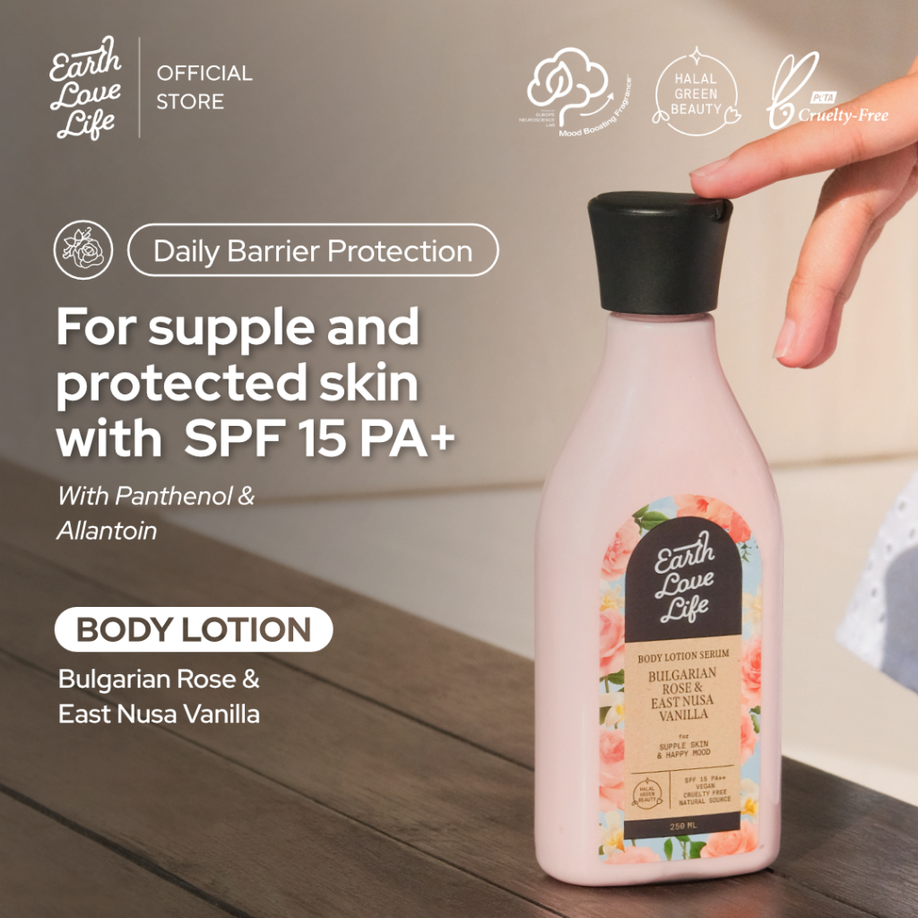 Earth Love Life Bulgarian Rose & East Nusa Vanilla Body Lotion 250 ml  Body Serum | Lotion Wangi | L