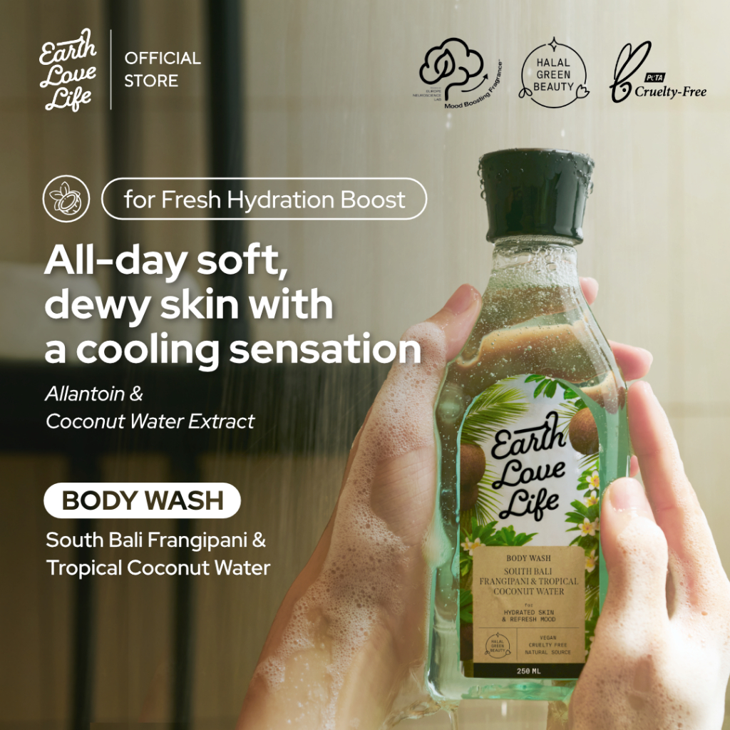 Earth Love Life South Bali Frangipani & Tropical Coconut Water Body Wash 250 ml Sabun Wangi | Sabun 