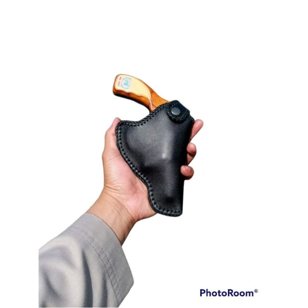 HOLSTER REVOLVER POLRI SARUNG SENJATA KULIT BERKUALITAS MODEL SLIP DALAM