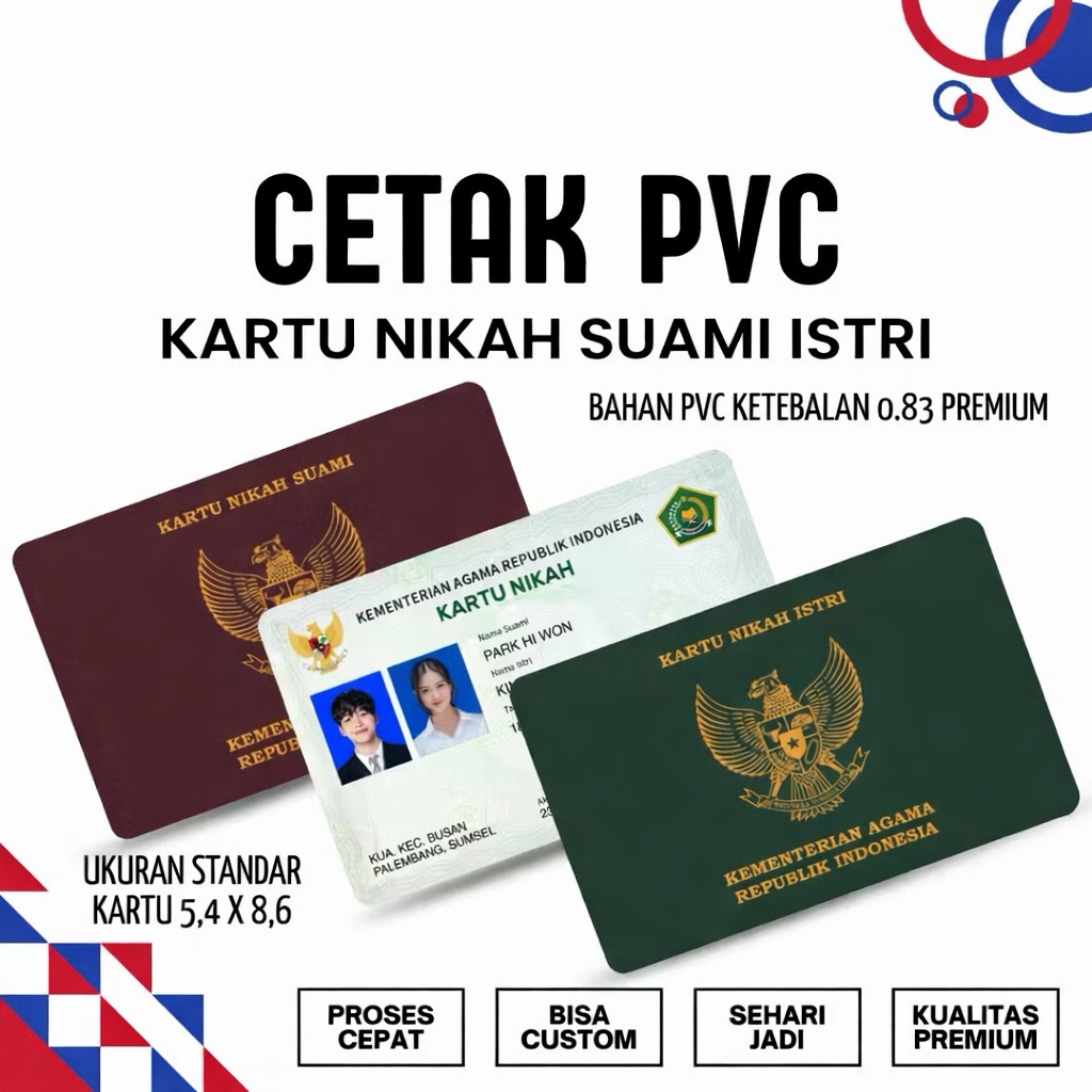(SEHARI JADI) KARTU WEDDING CARD PERNIKAHAN 2 SISI BAHAN PVC ID CARD TEBAL TAHAN AIR DAN TAHAN PUDAR