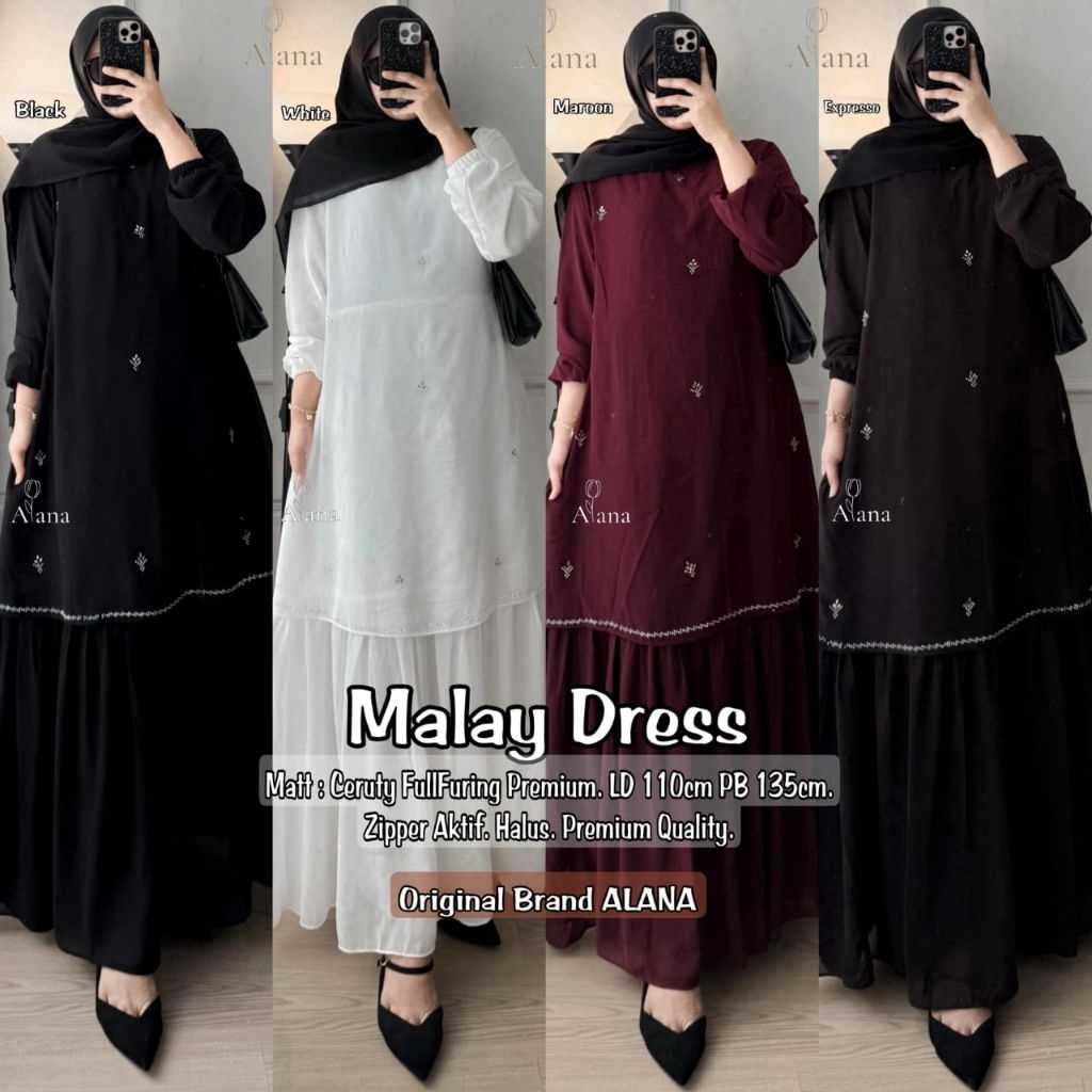 Gamis ceruty full furing / Malay - Zoaka Dress Ori Alana