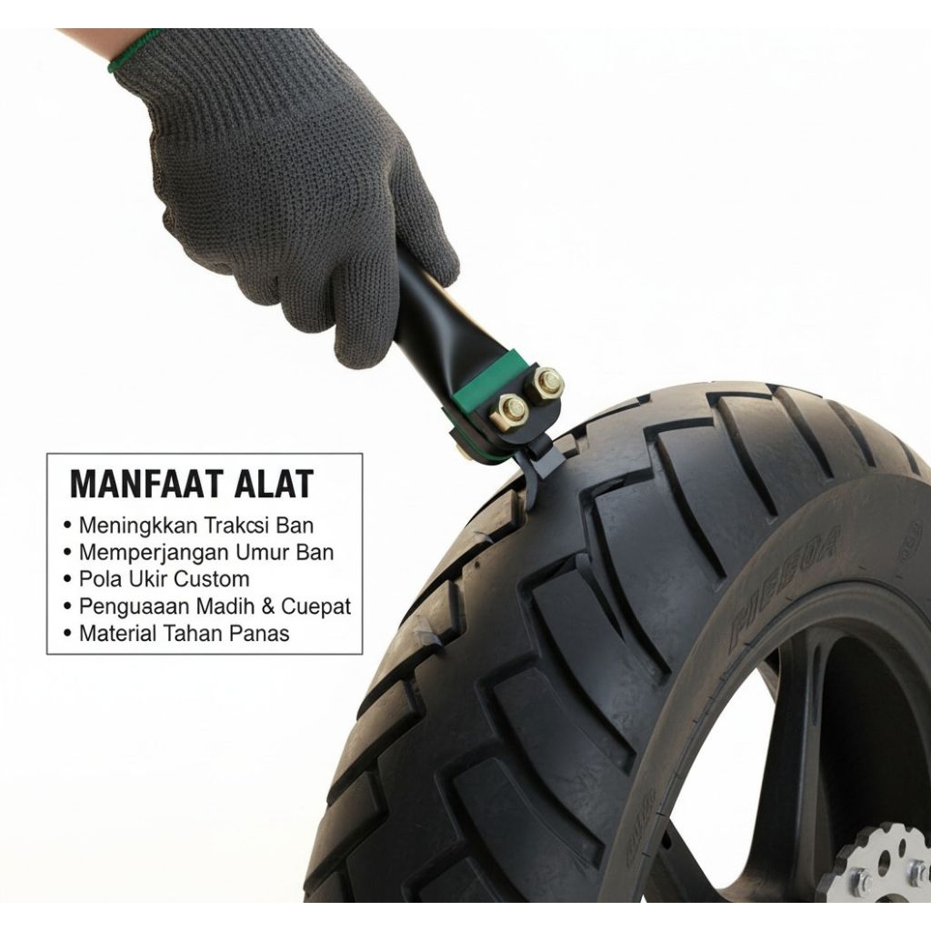 Alat ukir pola ban bekas motor dan mobil mudah di gunakan