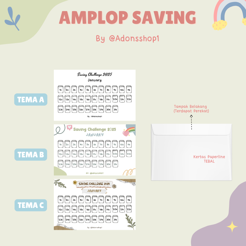 [ECER] Amplop Saving Challenge Kalender 2026 Target The Power SATUAN