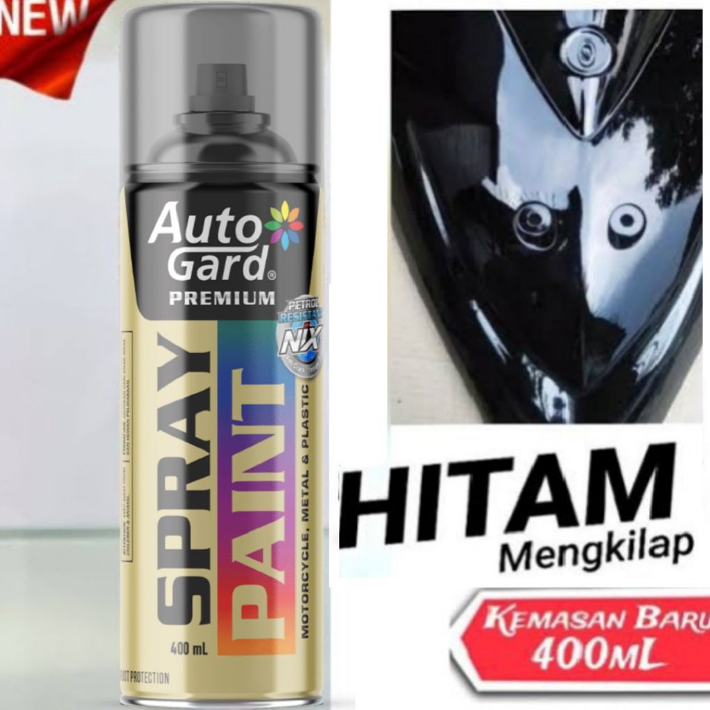Cat Pilok Hitam Kilap Black Autogard Premium Cat Duco Semprot Anti Bensin Karat Sepeda Motor Mobil V