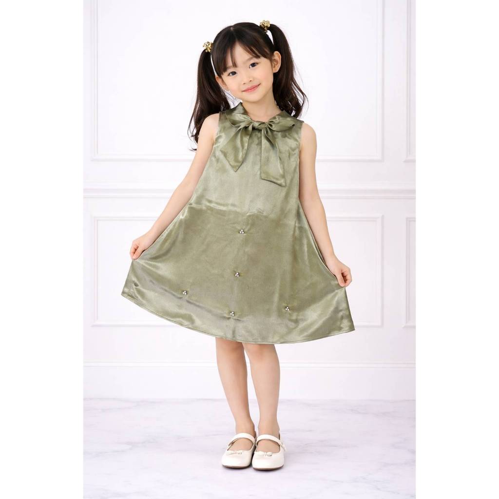 Dress Olive Satin Elegant