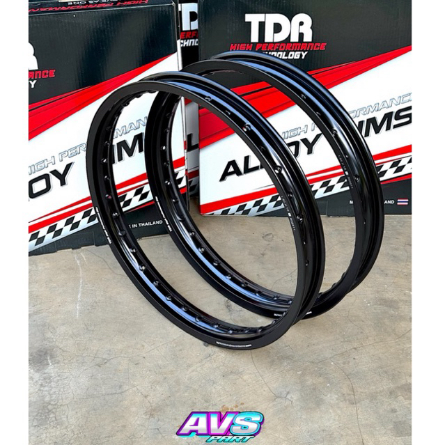 VELG TDR W SHAPE BLACK GLOSSY RING 18 UKURAN 160 185 VELG TDR RACING BLACK GLOSSY