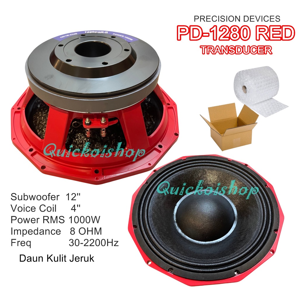 Speaker Component 12" PD1280 Red Komponen 12 Inch Coil 4" Daun Kulit Jeruk