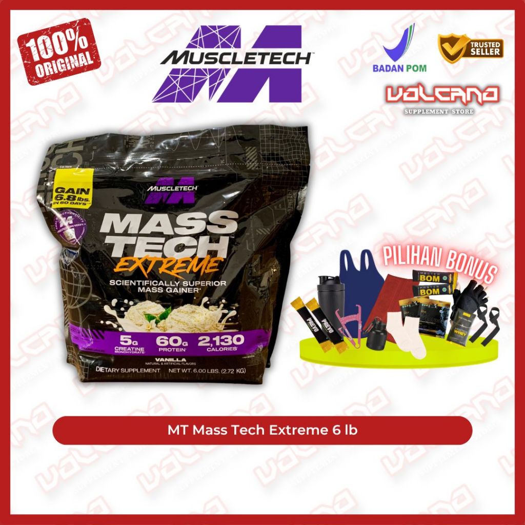 MUSCLETECH Mass Tech Extreme 6 lbs MassTech Gainer MT BPOM bulking weight gain