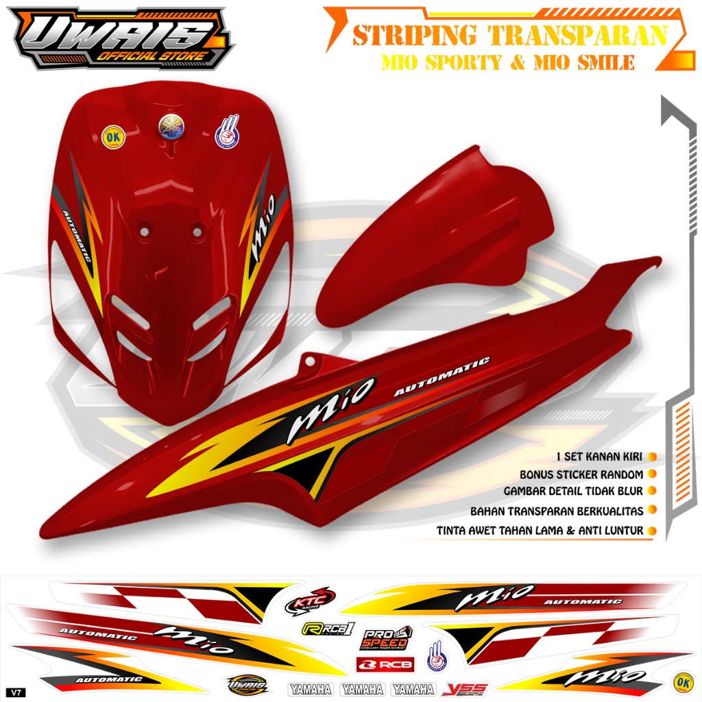 Striping Transparan Yamaha Mio Sporty 2008-2012 Konsep Racing Bendera Variasi Mio Karbu