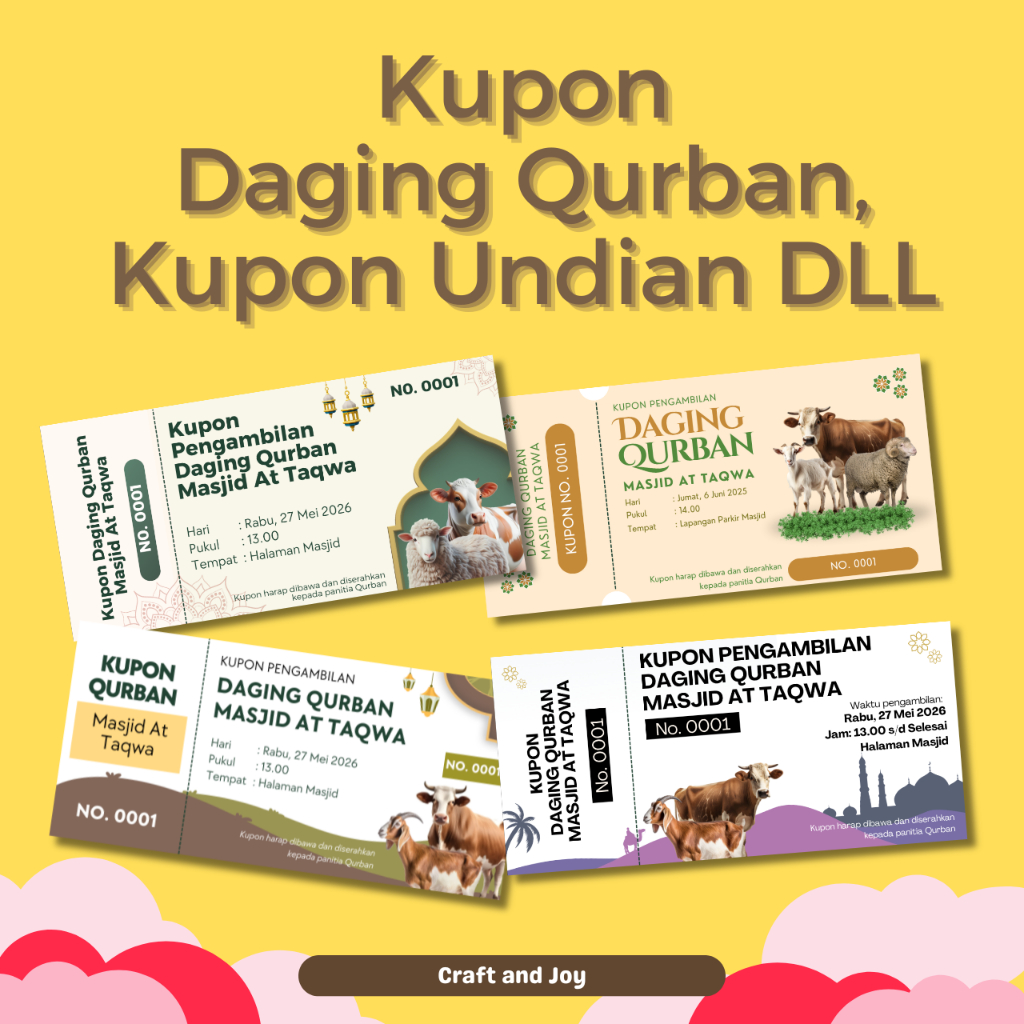 [CUSTOM] Kupon Daging Kurban Qurban, Undian Doorprize, Kupon Diskon, Kupon Promo, Jalan Santai
