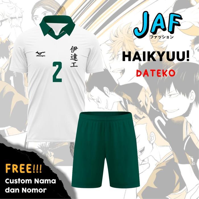 JAF - PO Jersey Anime Voli Haikyuu Date Kougyou Kenji Futakuchi, Aone Takanobu Dewasa dan Anak