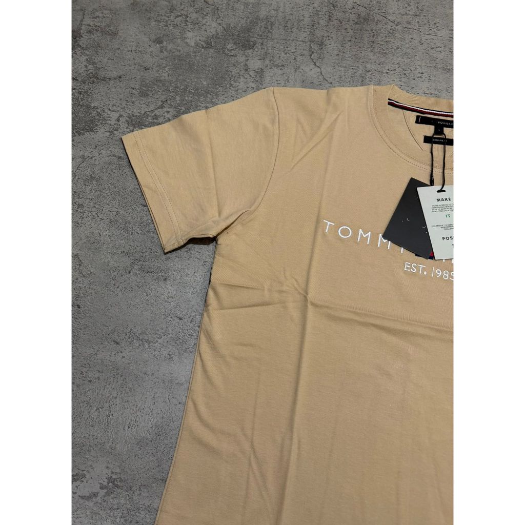 Baju Kaos Branded Bordir Signature Premium//Kaos TH Simple Bordir//Kaos Simple Pria