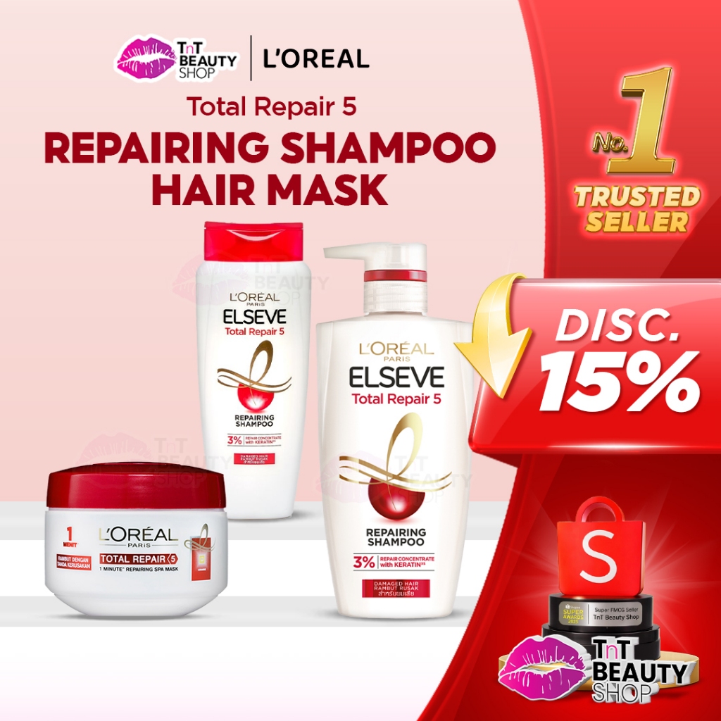 L'Oreal Paris Elseve Total Repair 5 Repairing Shampoo - Hair Mask | Hair Care Perawatan Rambut Rusak