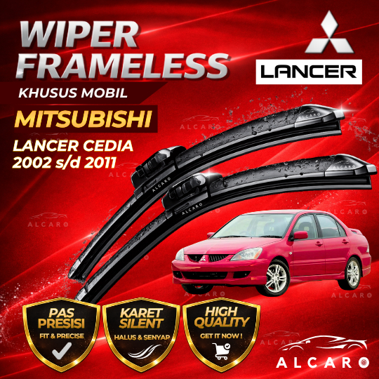 Alcaro Wiper Frameless LANCER CEDIA 2002 s/d 2011 Original Premium - Sapu Kaca LANCER Cedia - Wiper 