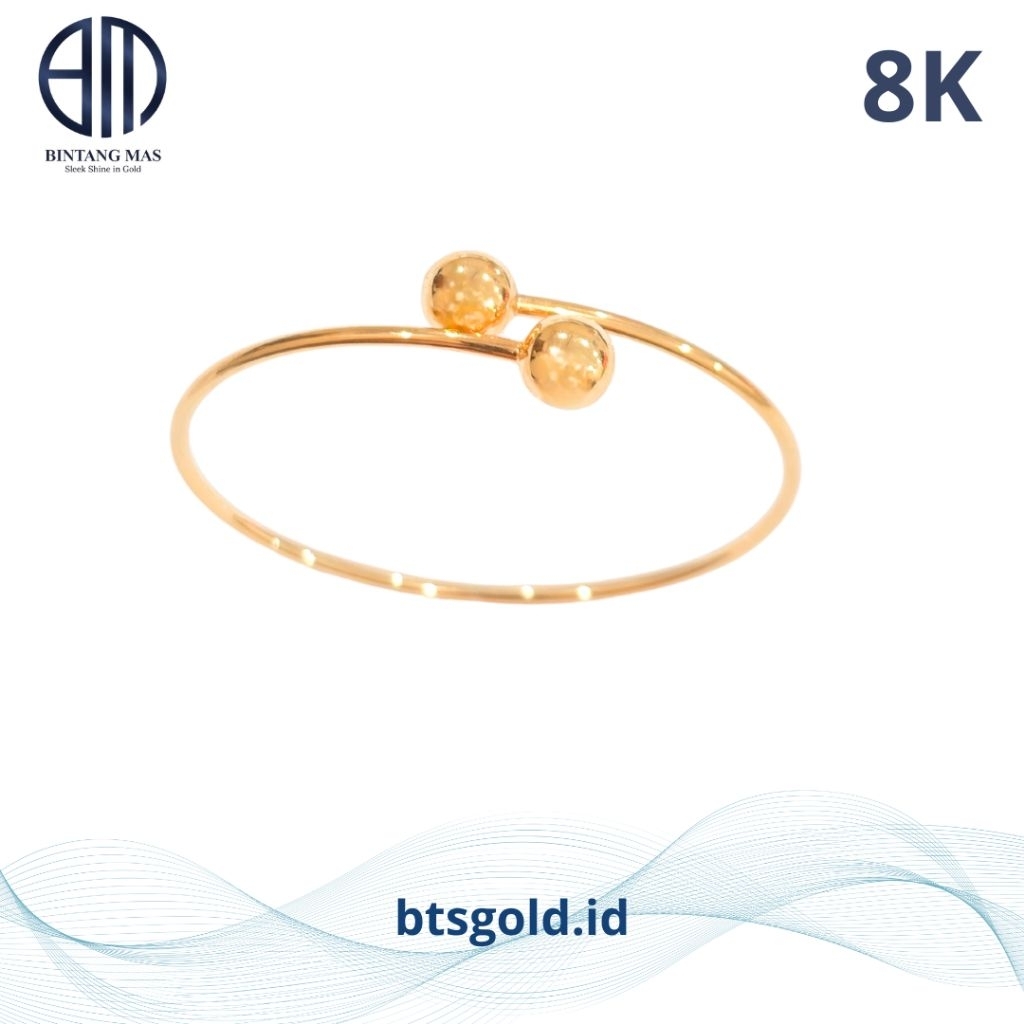 Gelang Emas Bangle Boba Polos | 8K