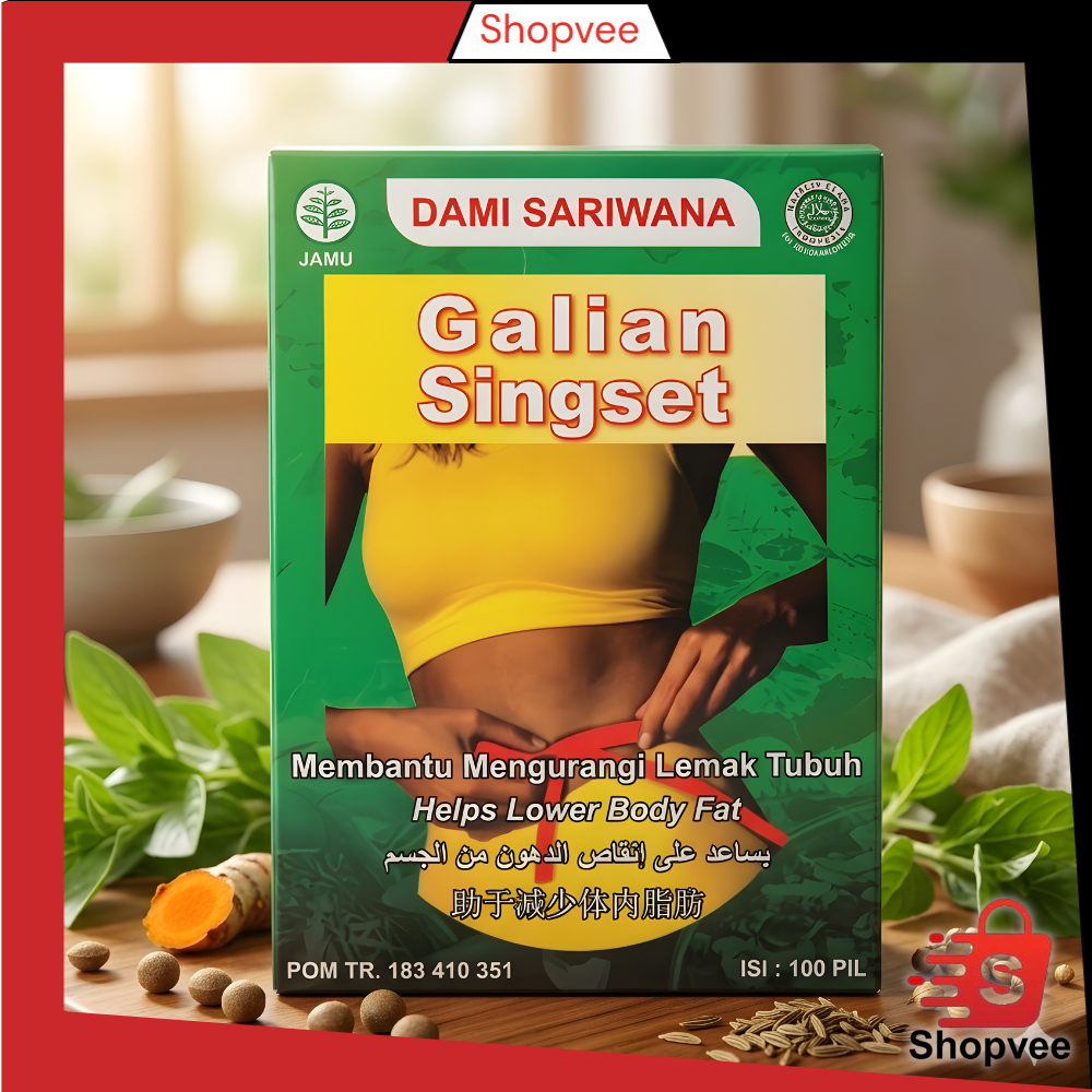 Shopvee Jamu Diet Herbal Galian Singset isi 100 Pil Pelangsing Penurun Berat Badan Mengurangi Lemak 