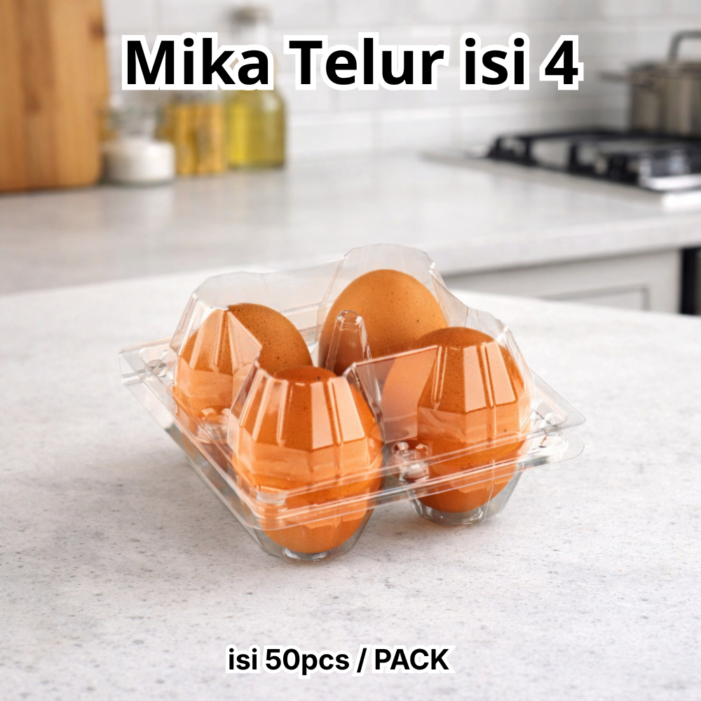 (50pcs) Mika Telur Isi 4 Dengan Pengunci Bahan Mika Tebal Lubang 6 Tebal