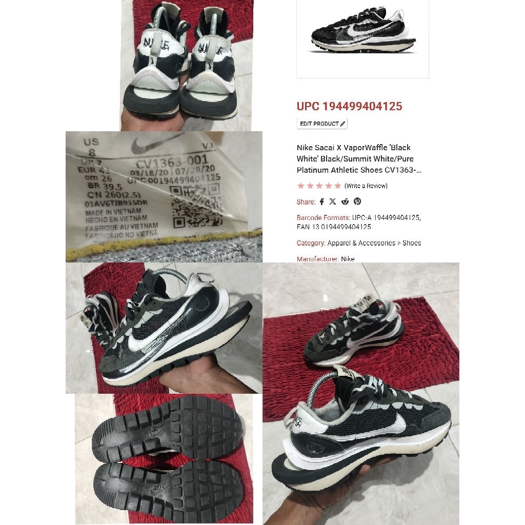 Sepatu Preloved Second Original Nike Sacai X Waffle Size 41