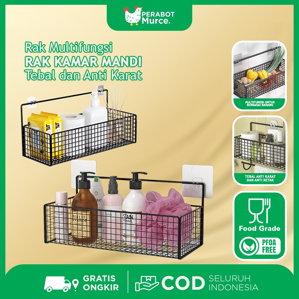 Rak Keranjang Kamar Mandi Rak Kamar Mandi Aesthetic Anti Karat Rak Kamar Mandi Tempel Rak Gantung