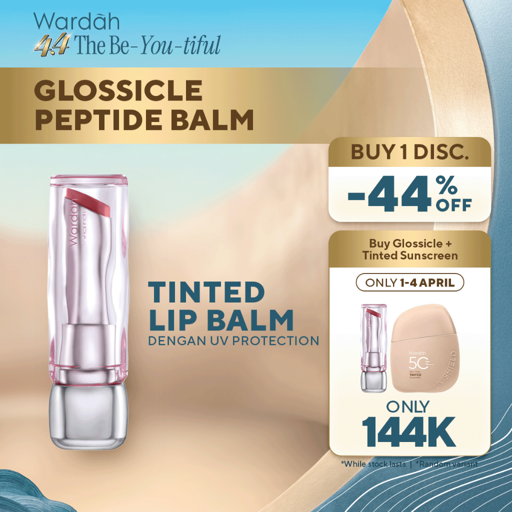WARDAH Lip Balm Tinted Glossicle Peptide Balm - Ombre Glossicle - Lip Balm Dilengkapi dengan Peptide